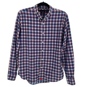 UNTUCKit Slim Fit Red & Blue Plaid Check Button Down Long Sleeve Shirt - Sz L